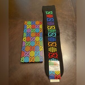 New Authentic Gucci GG Psychedelic Multicolor Logo Socks Size S
